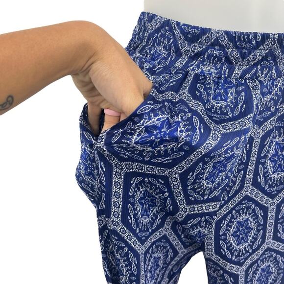 MISA Los Angeles Noomi Pants Size XS Lapis Tile Blue Boho Printed Joggers NWOT - Picture 7 of 10